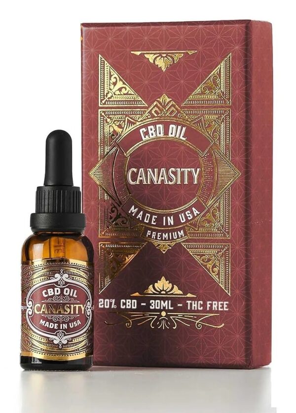 Huile CBD 20 % Canasity — 2 000 mg, spectre large, flacon et étui