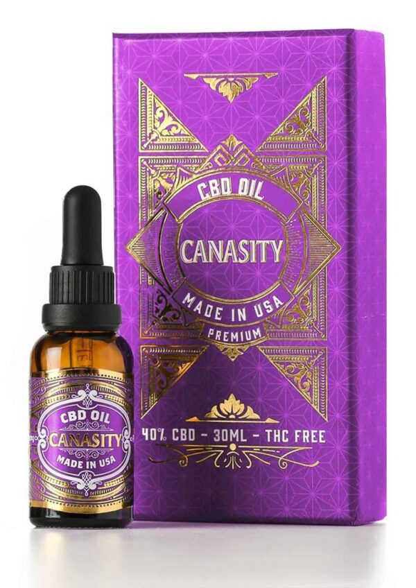Huile CBD 40 % Canasity — 4 000 mg, spectre large, flacon et étui